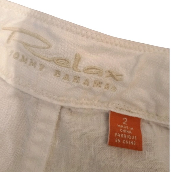 Tommy Bahama Relax Women's Linen Beachy Cargo Drawstring White Capris Size 2 - Picture 9 of 10
